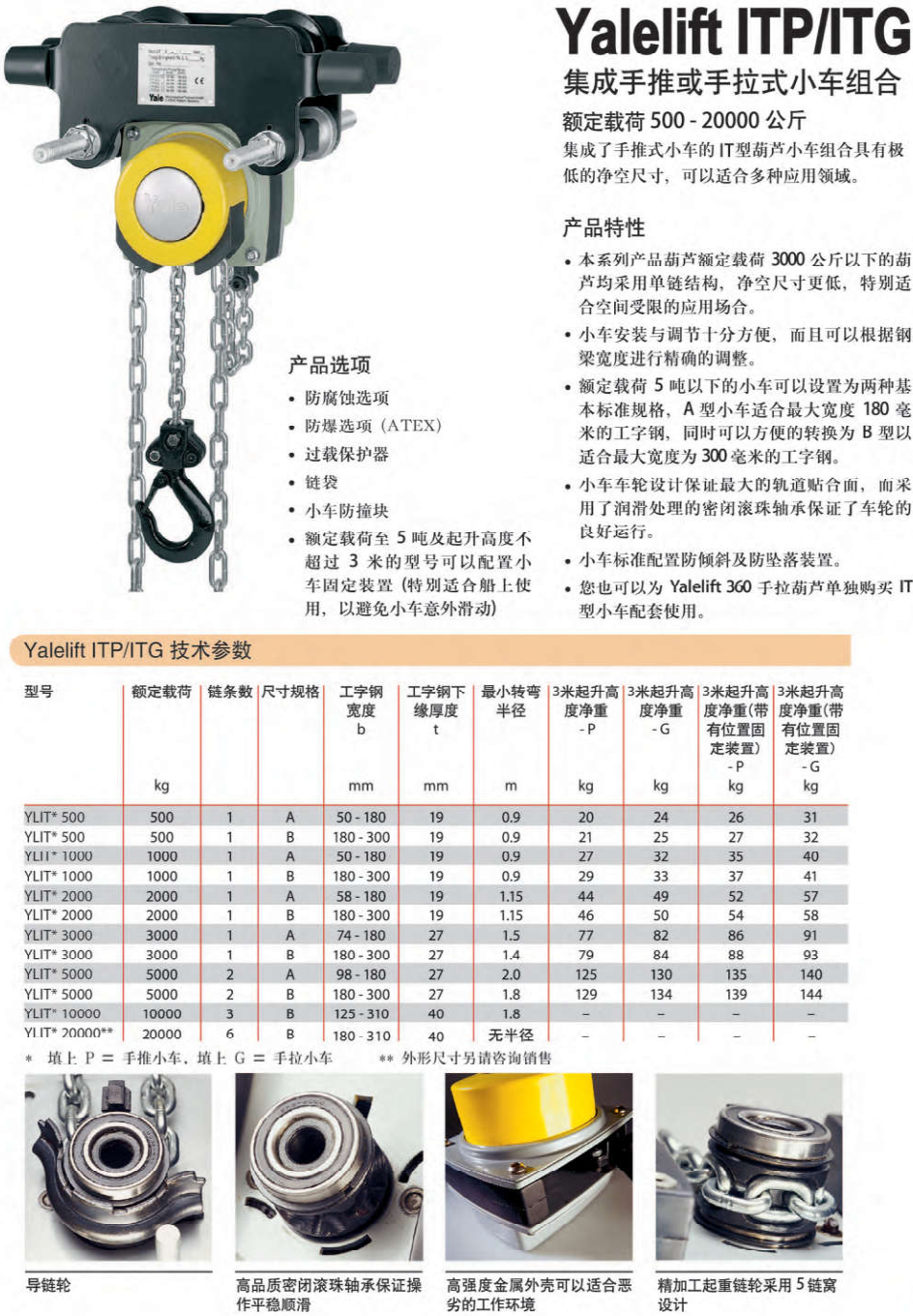 Yalelift ITP/ITG 集成手推或手拉式小车组合